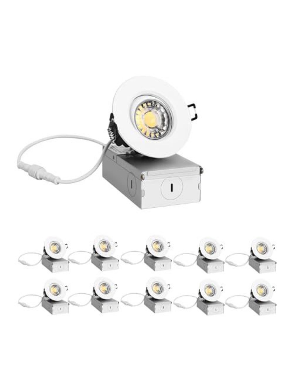 White LED Recessed Downlight Kit - Energy Efficient Ceiling Spotlights (10-Pack)